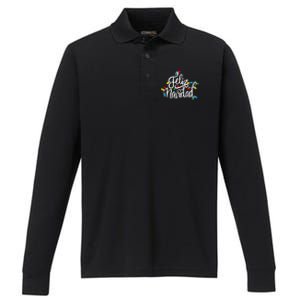 Feliz Navidad Funny Christmas Light Family Group Performance Long Sleeve Polo