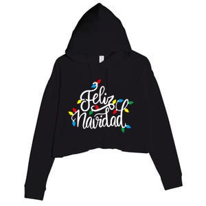 Feliz Navidad Funny Christmas Light Family Group Crop Fleece Hoodie