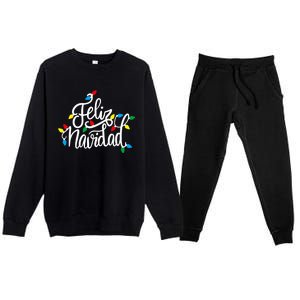 Feliz Navidad Funny Christmas Light Family Group Premium Crewneck Sweatsuit Set