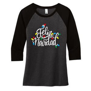 Feliz Navidad Funny Christmas Light Family Group Women's Tri-Blend 3/4-Sleeve Raglan Shirt