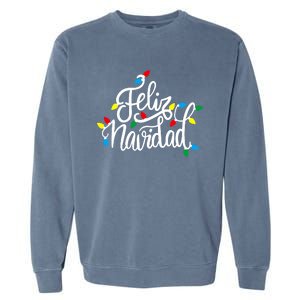 Feliz Navidad Funny Christmas Light Family Group Garment-Dyed Sweatshirt