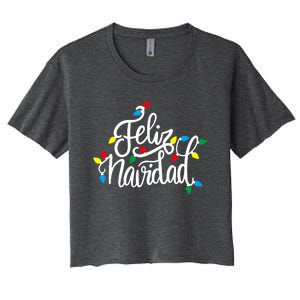 Feliz Navidad Funny Christmas Light Family Group Women's Crop Top Tee