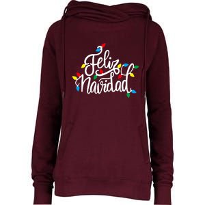 Feliz Navidad Funny Christmas Light Family Group Womens Funnel Neck Pullover Hood