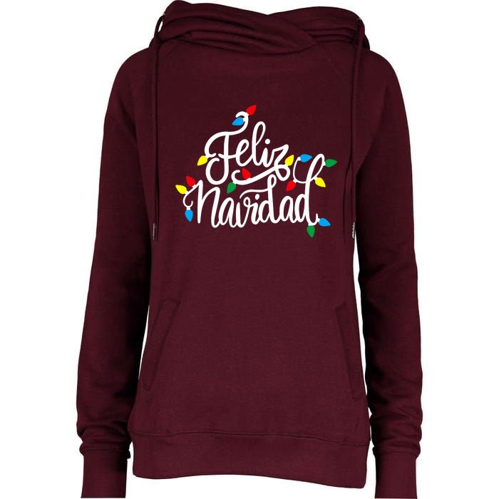 Feliz Navidad Funny Christmas Light Family Group Womens Funnel Neck Pullover Hood