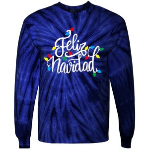 Feliz Navidad Funny Christmas Light Family Group Tie-Dye Long Sleeve Shirt