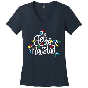 Feliz Navidad Funny Christmas Light Family Group Women's V-Neck T-Shirt