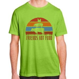 Friends Not Food Vegetarian Vegan Love Animals Sunset Meme Funny Gift Adult ChromaSoft Performance T-Shirt