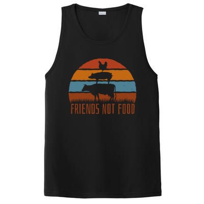 Friends Not Food Vegetarian Vegan Love Animals Sunset Meme Funny Gift PosiCharge Competitor Tank