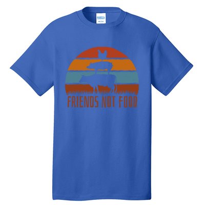 Friends Not Food Vegetarian Vegan Love Animals Sunset Meme Funny Gift Tall T-Shirt