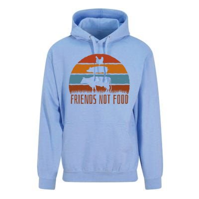 Friends Not Food Vegetarian Vegan Love Animals Sunset Meme Funny Gift Unisex Surf Hoodie