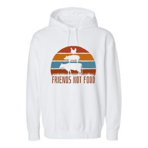 Friends Not Food Vegetarian Vegan Love Animals Sunset Meme Funny Gift Garment-Dyed Fleece Hoodie