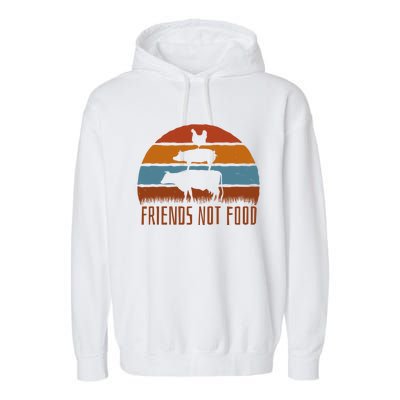 Friends Not Food Vegetarian Vegan Love Animals Sunset Meme Funny Gift Garment-Dyed Fleece Hoodie