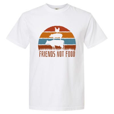 Friends Not Food Vegetarian Vegan Love Animals Sunset Meme Funny Gift Garment-Dyed Heavyweight T-Shirt