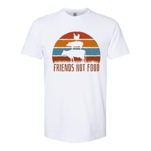 Friends Not Food Vegetarian Vegan Love Animals Sunset Meme Funny Gift Softstyle CVC T-Shirt