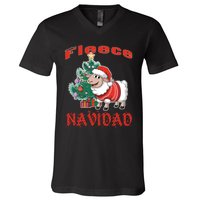 Fleece Navidad Festive Christmas Fun With A Woolly Twist V-Neck T-Shirt