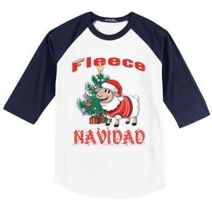 Fleece Navidad Festive Christmas Fun With A Woolly Twist Baseball Sleeve Shirt