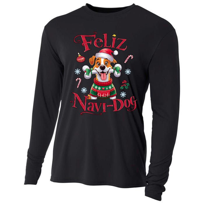 Feliz Navidog: Festive Holiday Dog Lover Cooling Performance Long Sleeve Crew