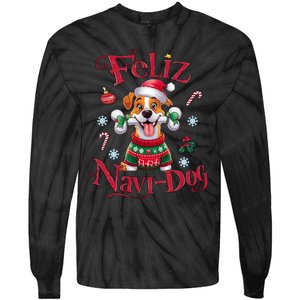 Feliz Navidog: Festive Holiday Dog Lover Tie-Dye Long Sleeve Shirt