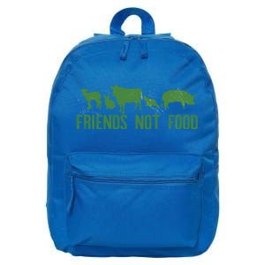 Friends Not Food Veggie Vegetarian Vegan Love Animals Meme Cool Gift 16 in Basic Backpack