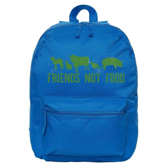 Friends Not Food Veggie Vegetarian Vegan Love Animals Meme Cool Gift 16 in Basic Backpack