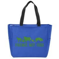 Friends Not Food Veggie Vegetarian Vegan Love Animals Meme Cool Gift Zip Tote Bag