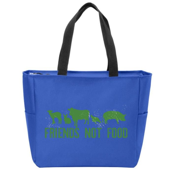 Friends Not Food Veggie Vegetarian Vegan Love Animals Meme Cool Gift Zip Tote Bag