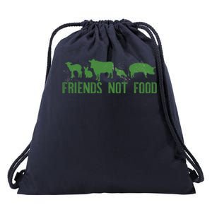 Friends Not Food Veggie Vegetarian Vegan Love Animals Meme Cool Gift Drawstring Bag