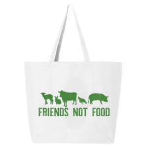 Friends Not Food Veggie Vegetarian Vegan Love Animals Meme Cool Gift 25L Jumbo Tote