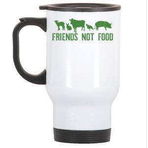 Friends Not Food Veggie Vegetarian Vegan Love Animals Meme Cool Gift Stainless Steel Travel Mug