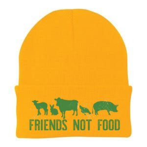 Friends Not Food Veggie Vegetarian Vegan Love Animals Meme Gift Knit Cap Winter Beanie