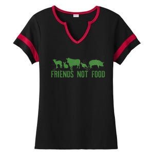 Friends Not Food Veggie Vegetarian Vegan Love Animals Meme Gift Ladies Halftime Notch Neck Tee