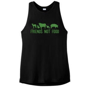 Friends Not Food Veggie Vegetarian Vegan Love Animals Meme Gift Ladies PosiCharge Tri-Blend Wicking Tank