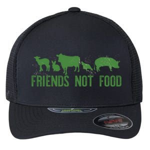 Friends Not Food Veggie Vegetarian Vegan Love Animals Meme Gift Flexfit Unipanel Trucker Cap