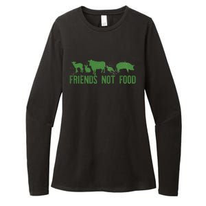 Friends Not Food Veggie Vegetarian Vegan Love Animals Meme Gift Womens CVC Long Sleeve Shirt