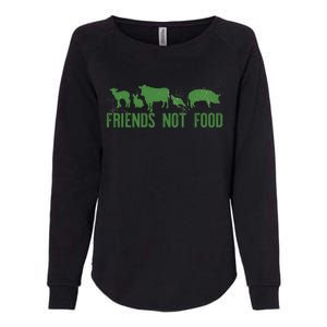 Friends Not Food Veggie Vegetarian Vegan Love Animals Meme Gift Womens California Wash Sweatshirt