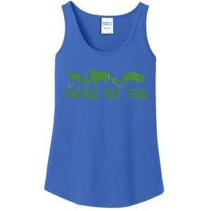 Friends Not Food Veggie Vegetarian Vegan Love Animals Meme Gift Ladies Essential Tank