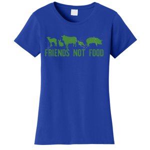 Friends Not Food Veggie Vegetarian Vegan Love Animals Meme Gift Women's T-Shirt