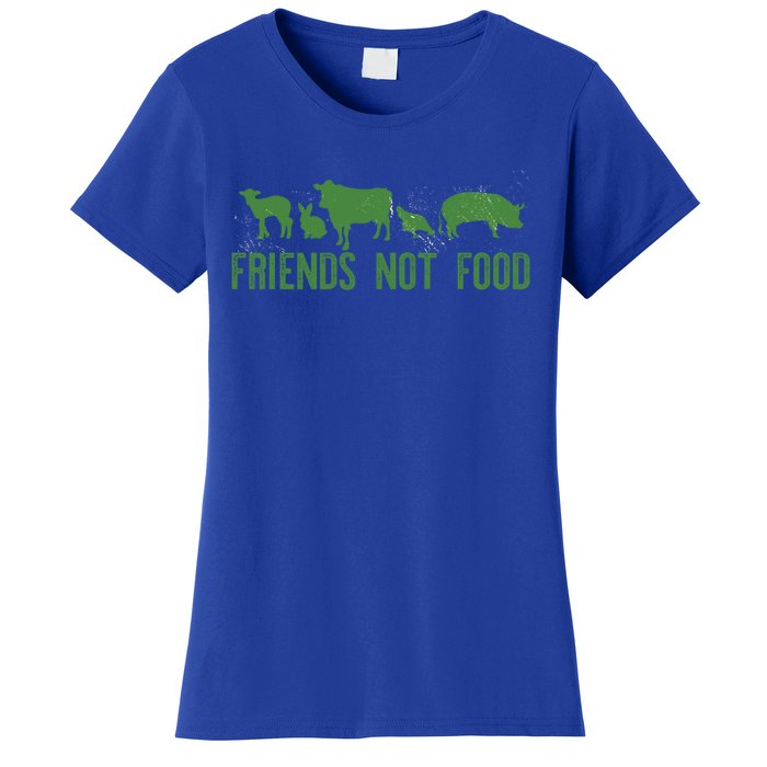 Friends Not Food Veggie Vegetarian Vegan Love Animals Meme Gift Women's T-Shirt