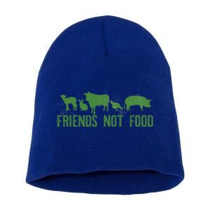 Friends Not Food Veggie Vegetarian Vegan Love Animals Meme Gift Short Acrylic Beanie