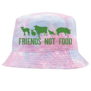 Friends Not Food Veggie Vegetarian Vegan Love Animals Meme Gift Tie-Dyed Bucket Hat