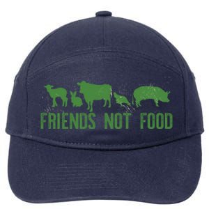 Friends Not Food Veggie Vegetarian Vegan Love Animals Meme Gift 7-Panel Snapback Hat