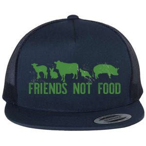 Friends Not Food Veggie Vegetarian Vegan Love Animals Meme Gift Flat Bill Trucker Hat