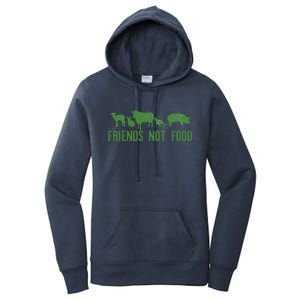 Friends Not Food Veggie Vegetarian Vegan Love Animals Meme Gift Women's Pullover Hoodie