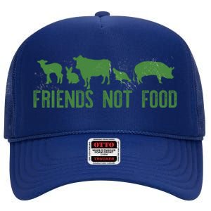 Friends Not Food Veggie Vegetarian Vegan Love Animals Meme Gift High Crown Mesh Back Trucker Hat