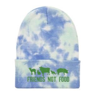 Friends Not Food Veggie Vegetarian Vegan Love Animals Meme Gift Tie Dye 12in Knit Beanie