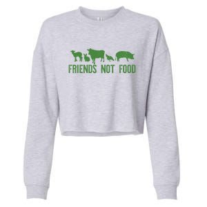 Friends Not Food Veggie Vegetarian Vegan Love Animals Meme Gift Cropped Pullover Crew