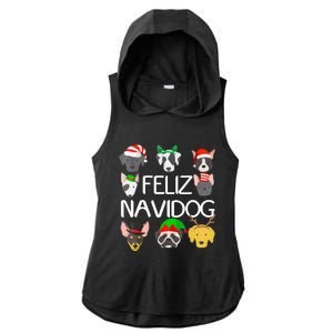 Feliz Navidog Feliz Navidad Christmas For Dog Lovers Ladies PosiCharge Tri-Blend Wicking Draft Hoodie Tank