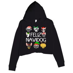 Feliz Navidog Feliz Navidad Christmas For Dog Lovers Crop Fleece Hoodie