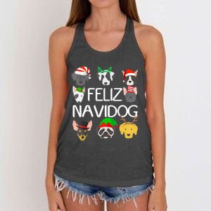 Feliz Navidog Feliz Navidad Christmas For Dog Lovers Women's Knotted Racerback Tank