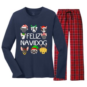 Feliz Navidog Feliz Navidad Christmas For Dog Lovers Women's Long Sleeve Flannel Pajama Set 